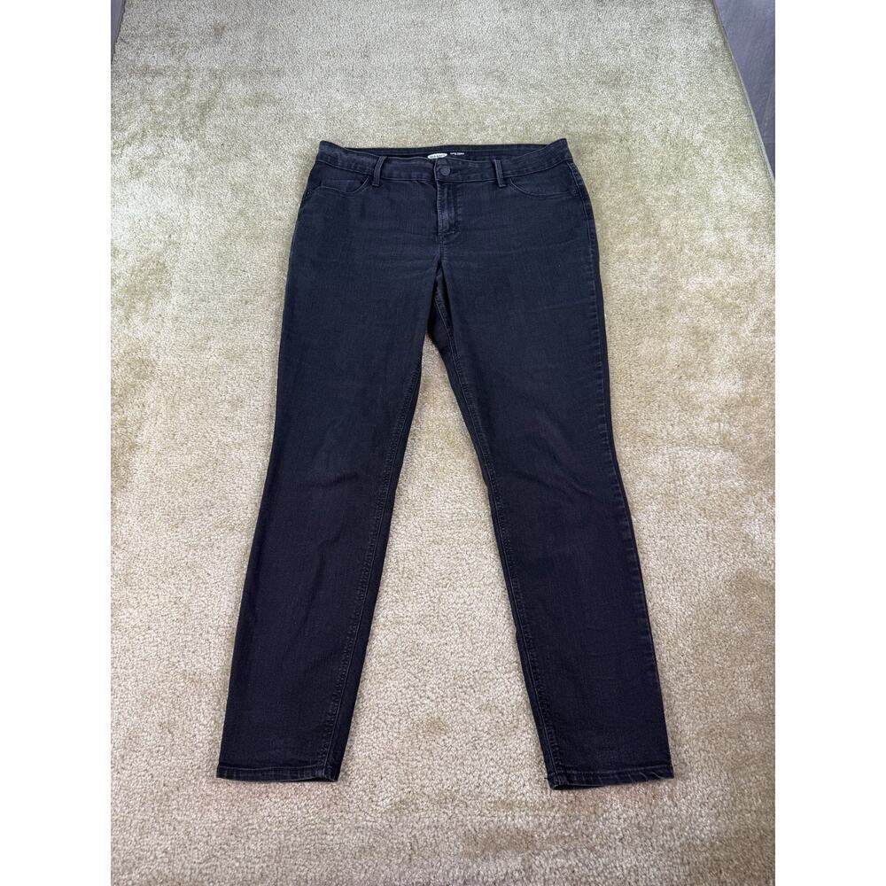 Old Navy Jeans Womens 14 Black Mid Rise Rockstar Super Skinny Grunge Punk B947